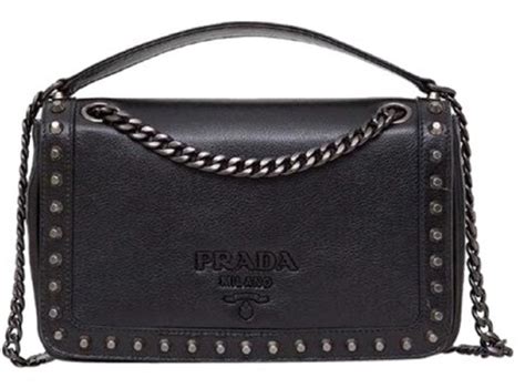 prada pattina glace|Prada Pattina Glace Studded Bag Black in Calfskin Leather .